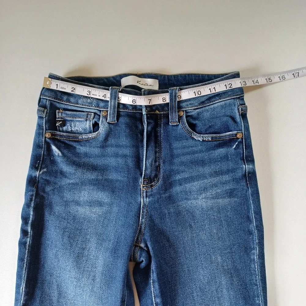 KanCan Jeans Womens 5 Blue High Rise Skinny Frayed Hem Distressed Denim